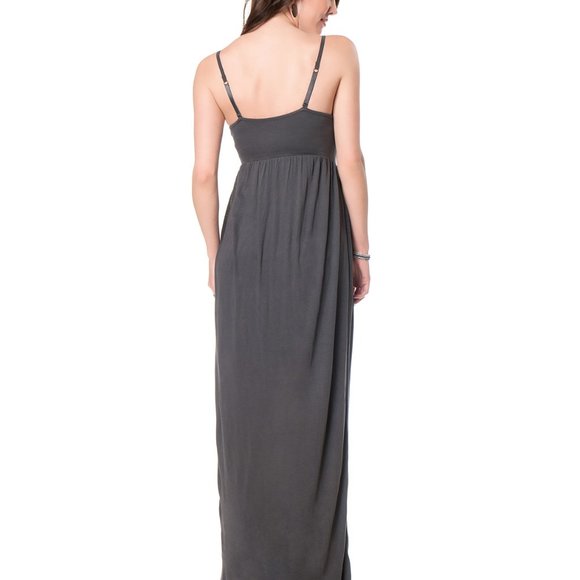 Spaghetti-Strap Maternity Grey Maxi Dress - Picture 2 of 8